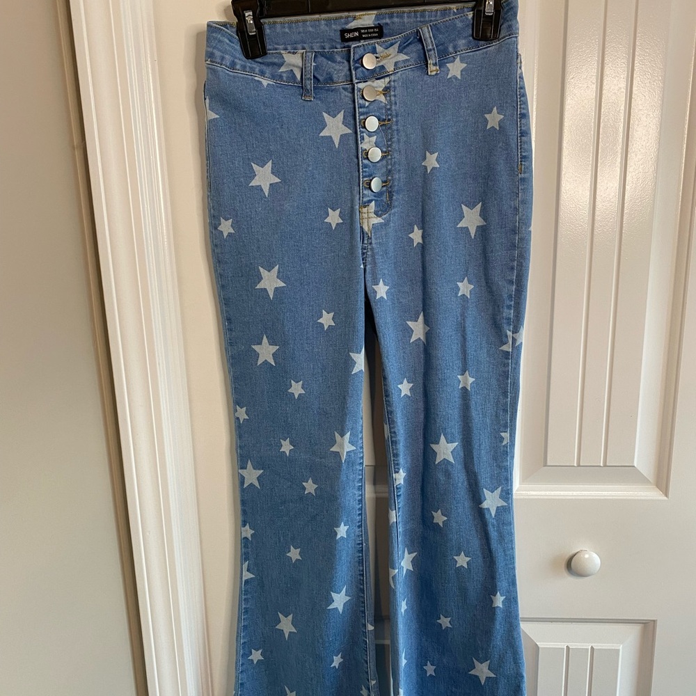 High Waisted Star Flare Jeans